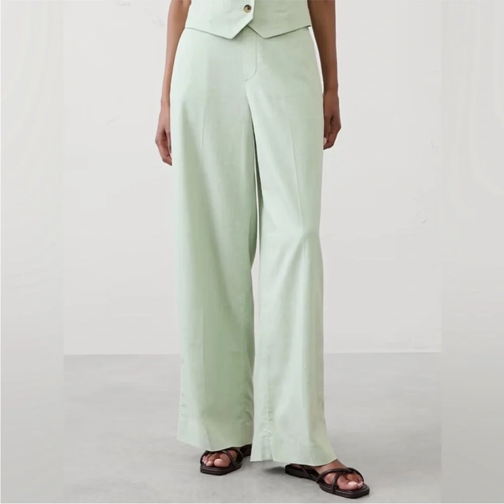 NWT! Banana Republic Wide-Leg High-Rise Linen-Blend Pant -  🩷